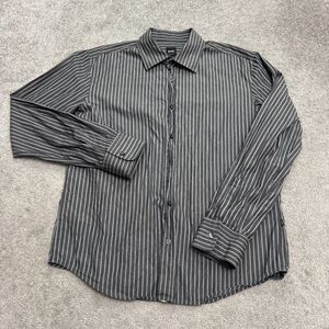 Hugo Boss Ronny Slim Fit Dress Shirt Mens XL Gray Black Striped Cotton Classic